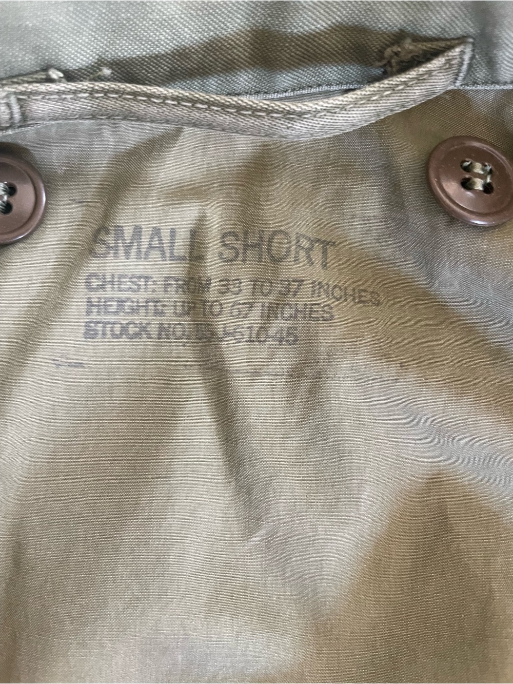 Vtg M1951 Field Jacket. Size Small/Short *flaws* - Picture 2 of 11